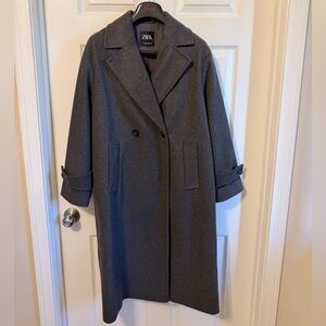 Zara Women's Charcoal Trench Coat Oversized